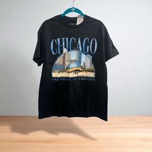 Black Chicago Skyline Short Sleeve Tee